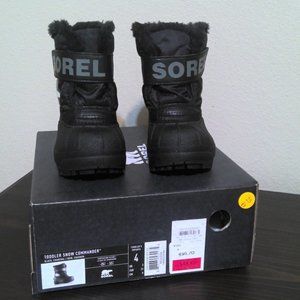 Size 4 Black, Charcoal Toddler's Infants SOREL Toddler Snow Commander Boots